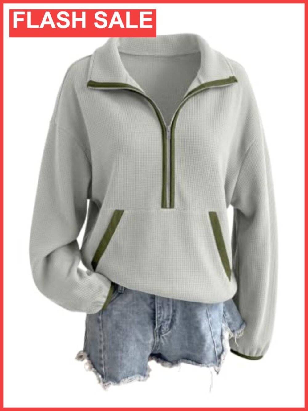 SHEWIN Women's Lightweight Half Zip Mock Neck Sweatshirt Pullover